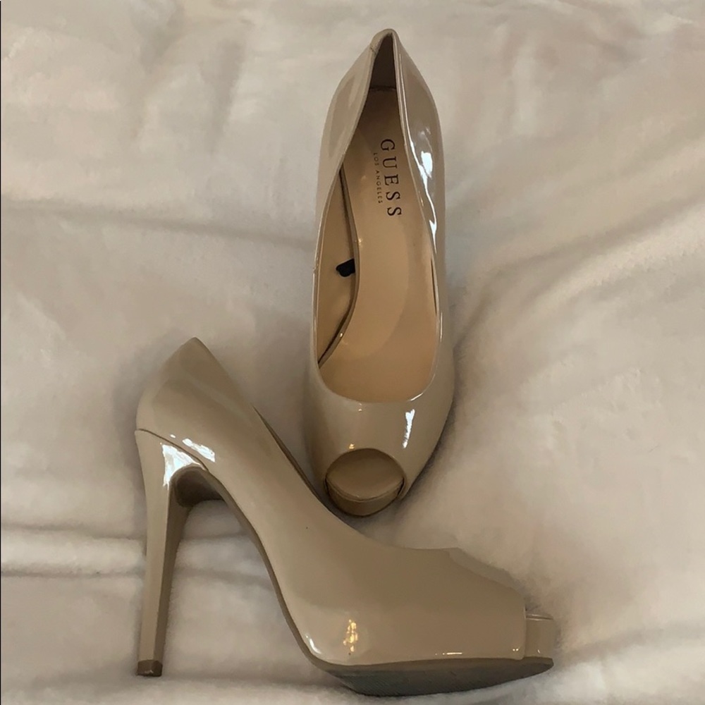 Guess Nude Peep Toe Heels